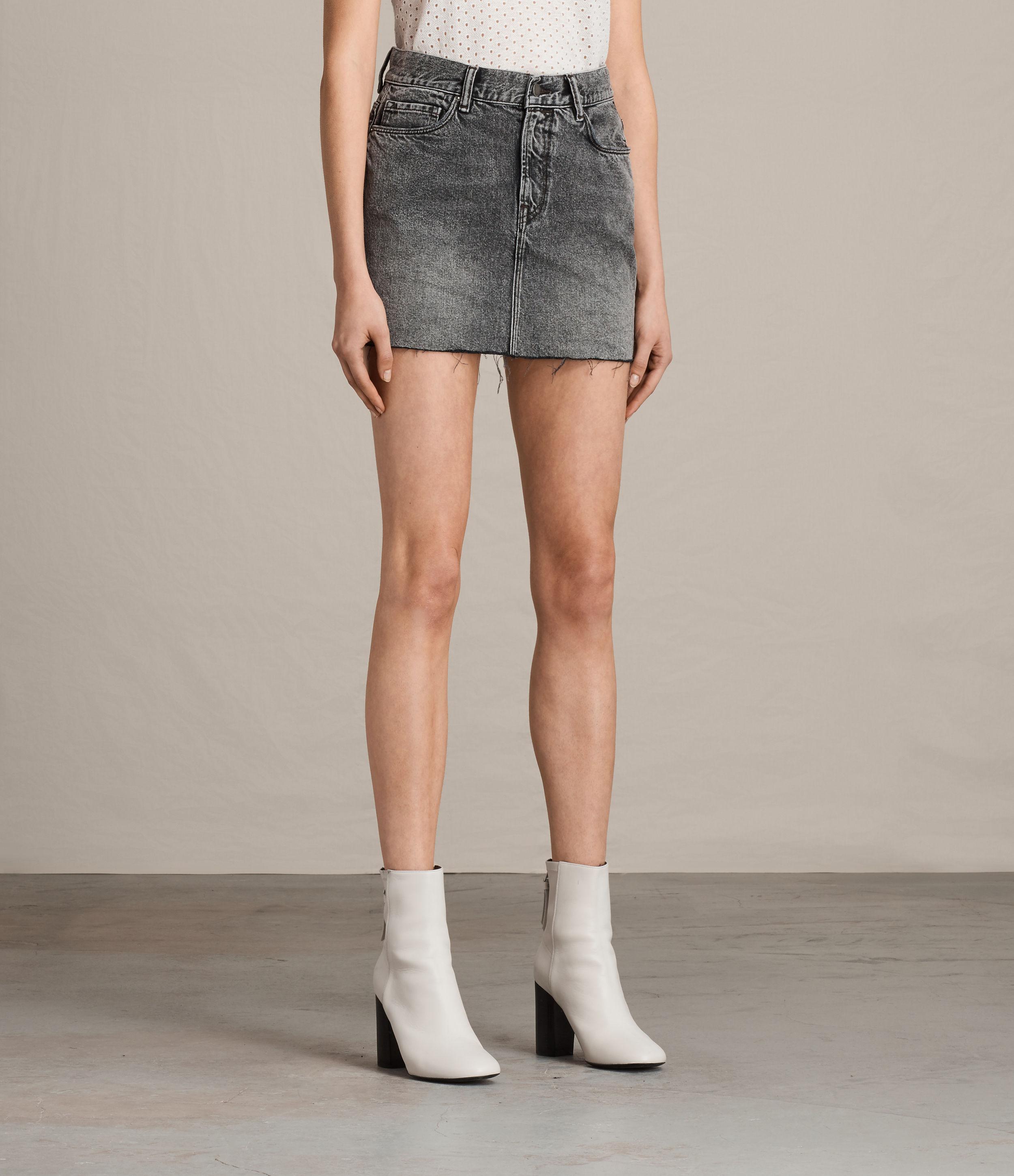 AllSaints Betty Denim Skirt in Gray Lyst